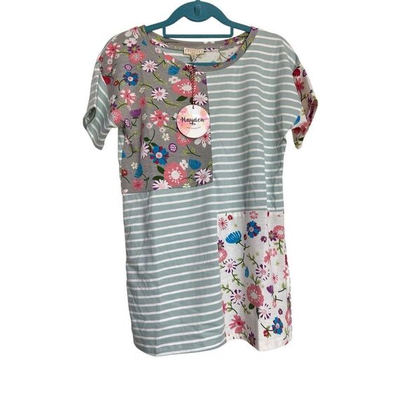 Hayden Top Girls Size 14 Multicolor Floral Patchwork Short Sleeve T-Shirt NWT - Picture 1 of 7